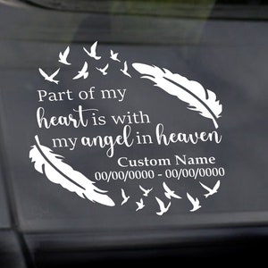 Part of My Heart Car Decal, Always on My Mind Memorial Decal, Celebration of Life In Loving Memory Custom Vinyl Decal