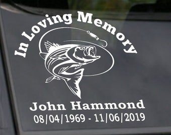 Fishing In Loving Memory Car Decal, Fisherman Memorial Car Decal, In Memory of Dad Fisherman Car Decal, In Memory of Dad Memorial Decal