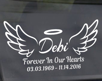 Angel Wings Memorial Car Decal, In Loving Memory Car Decals