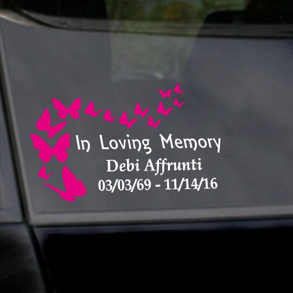 Butterfly In Loving Memory Car Decal , Memorial Butterfly Car Decal, Butterfly Sticker, Rest In Peace Decal