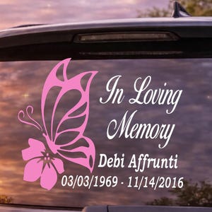 In Loving Memory Butterfly Decal, 2 Color Memorial Car Decal, Personalized RIP Window Sticker, Custom Life celebration gift