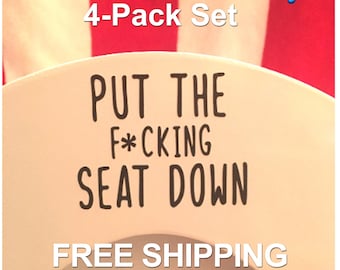 Put the Seat Down Decal, Funny Decals, Restroom Decor, Funny Toilet Decals, 4-Pack FREE SHIPPING w/TRACKING