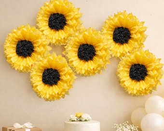 Giant Sunflower Paper Flowers | Baby Shower Backdrop, Party Wall Decor