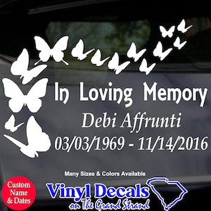 In Loving Memory Butterfly Car Decal, Memorial Gift,