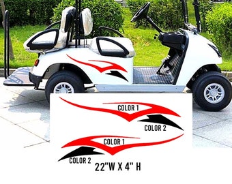 Racing Flame Golf Cart Decals: Custom 2-Color Graphics