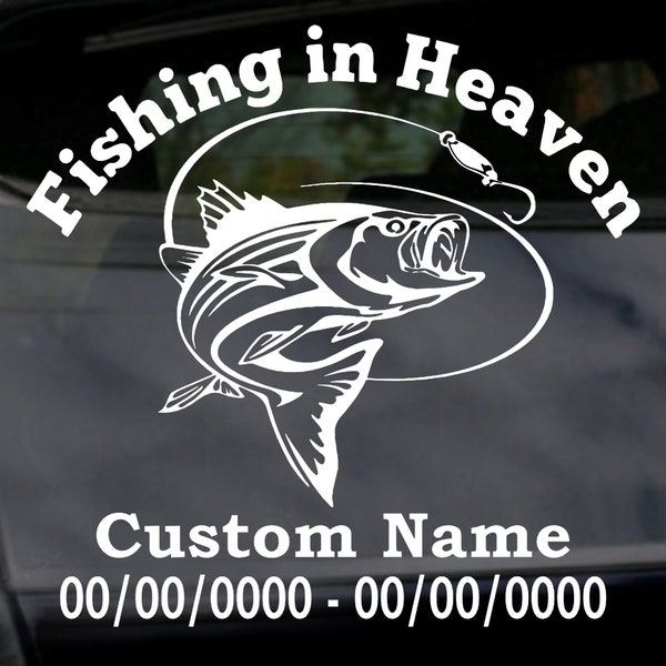 Fishing In Heaven Memorial Car Decal, In Loving Memory Fisherman Car Decal, Memorial Gift, Remembrance Gift, Life Celebration Gift