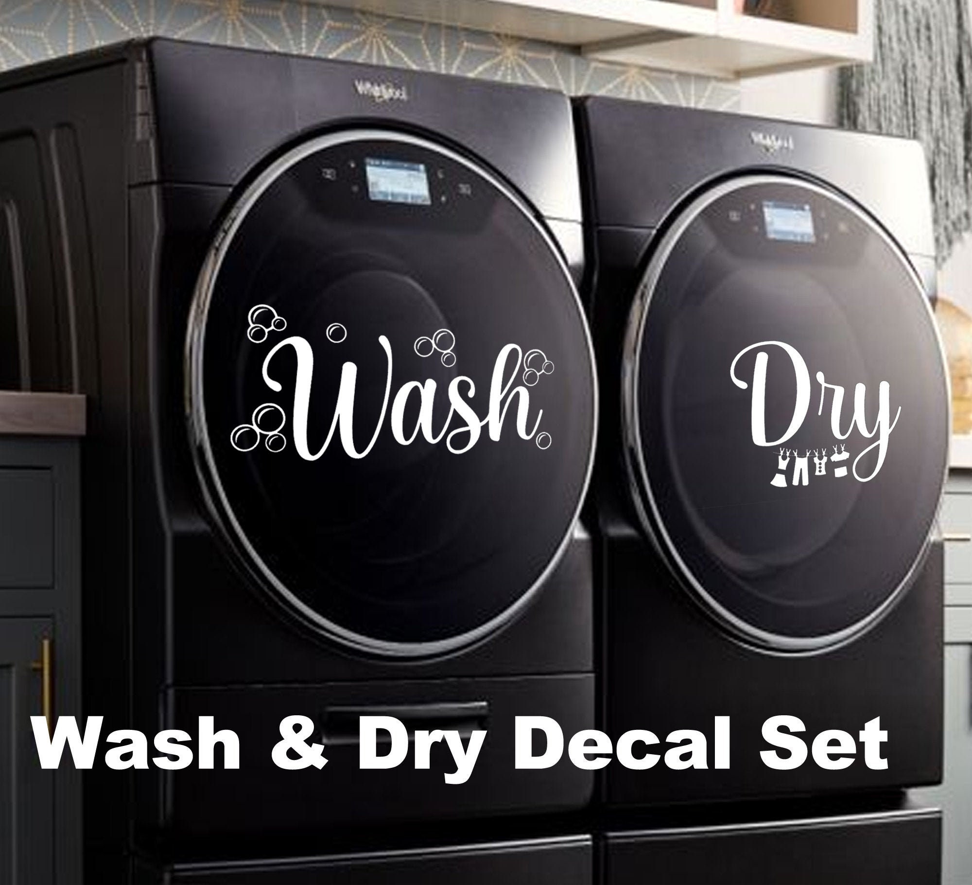 Wash And Dry Decals Washer and Dryer Decals Laundry Room Etsy