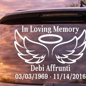 Angel Wings In Loving Memory Decal