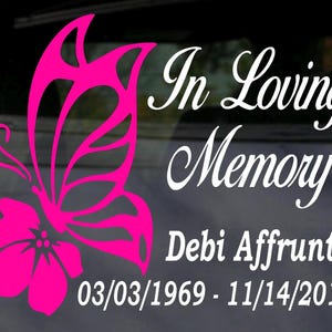 Butterfly Memorial Decal: In Loving Memory Car Window