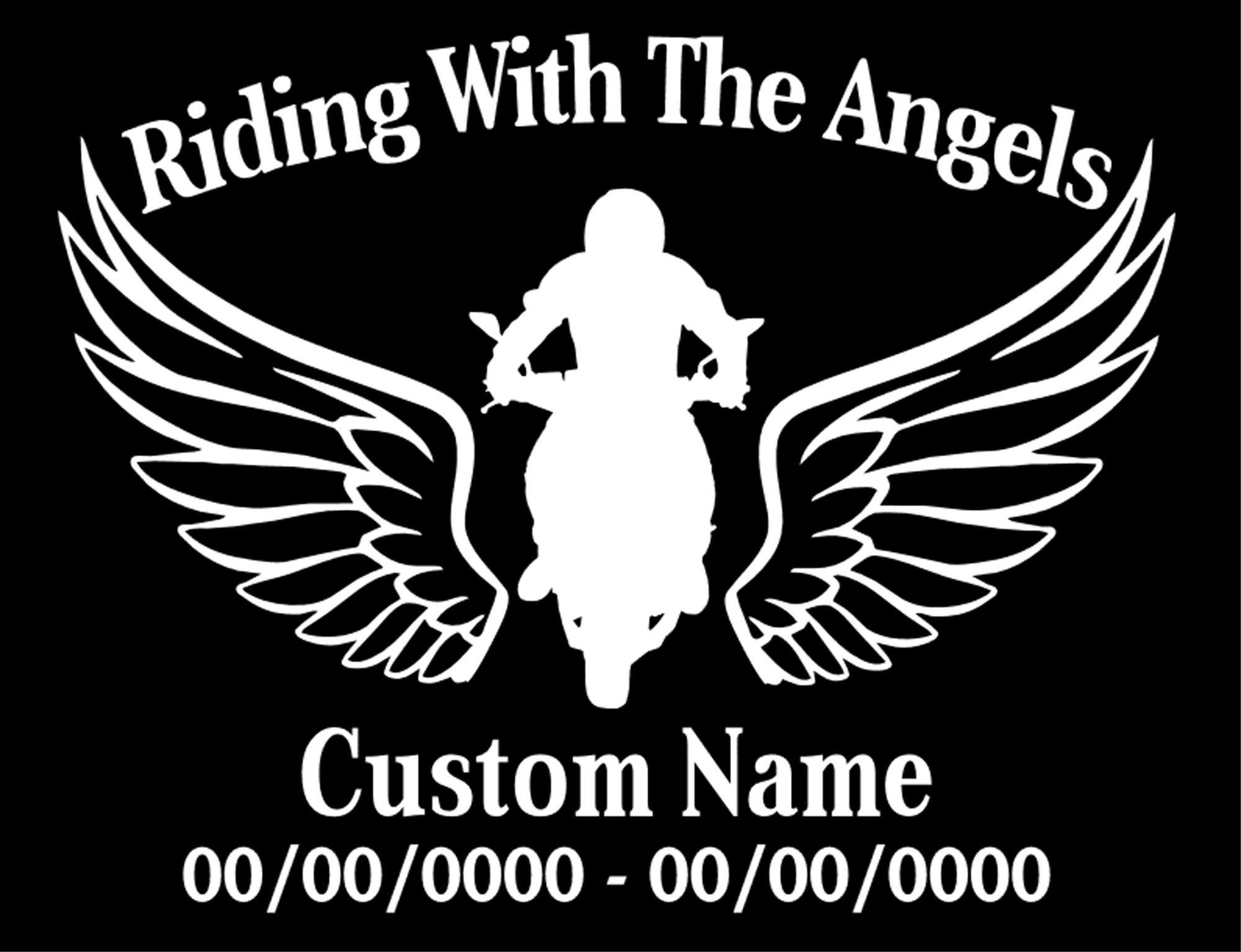 Motorcycle Memorial Decal Riding With the Angels, Custom Name & Date ...