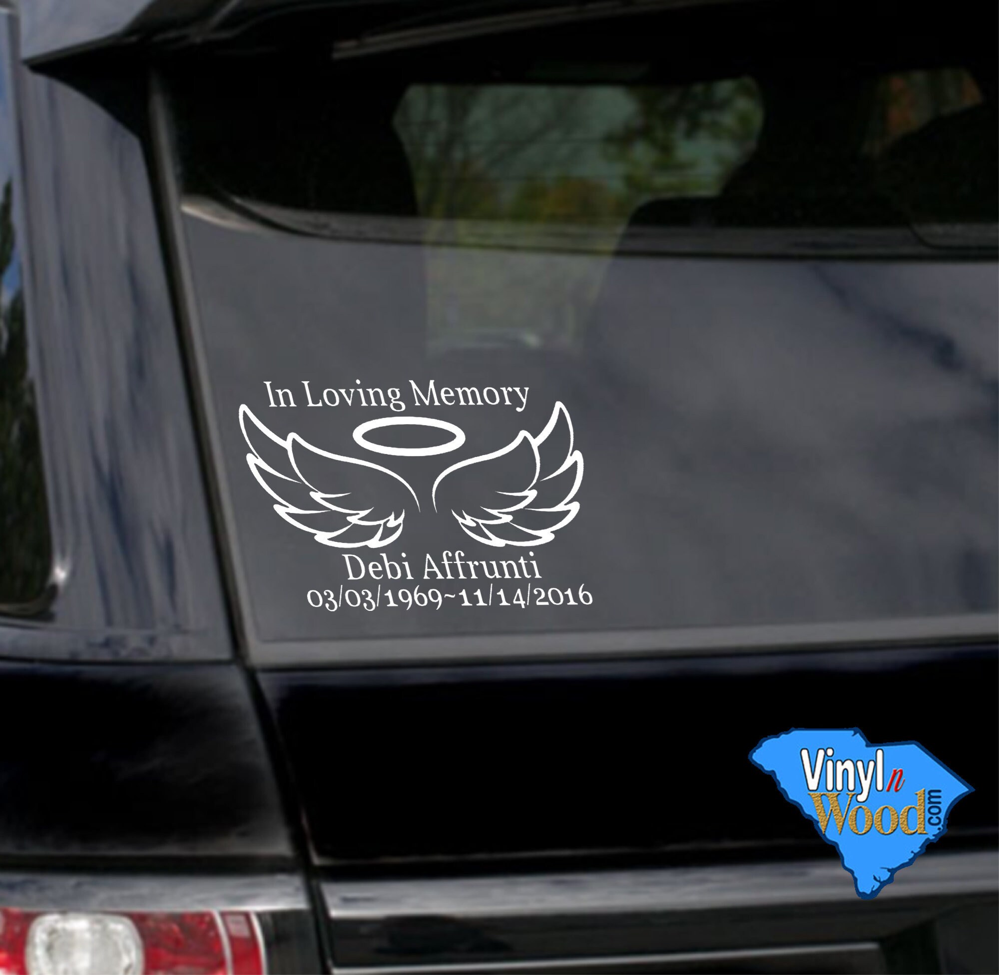 In Loving Memory Decal Angel Wings Decal Remembrance Decal Etsy
