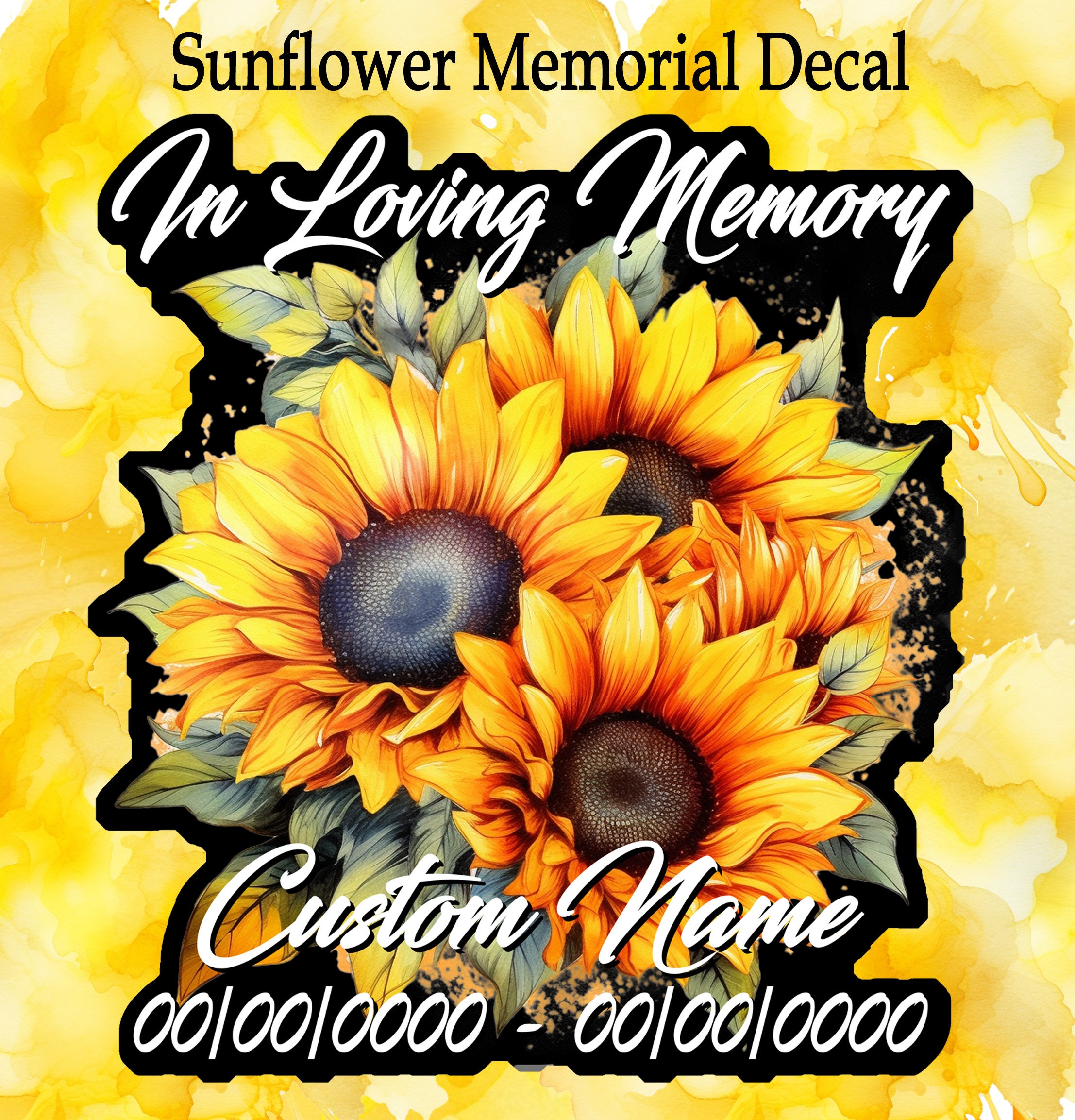 Sunflower Car Decal Sunflower In Loving Memory Decal Custom