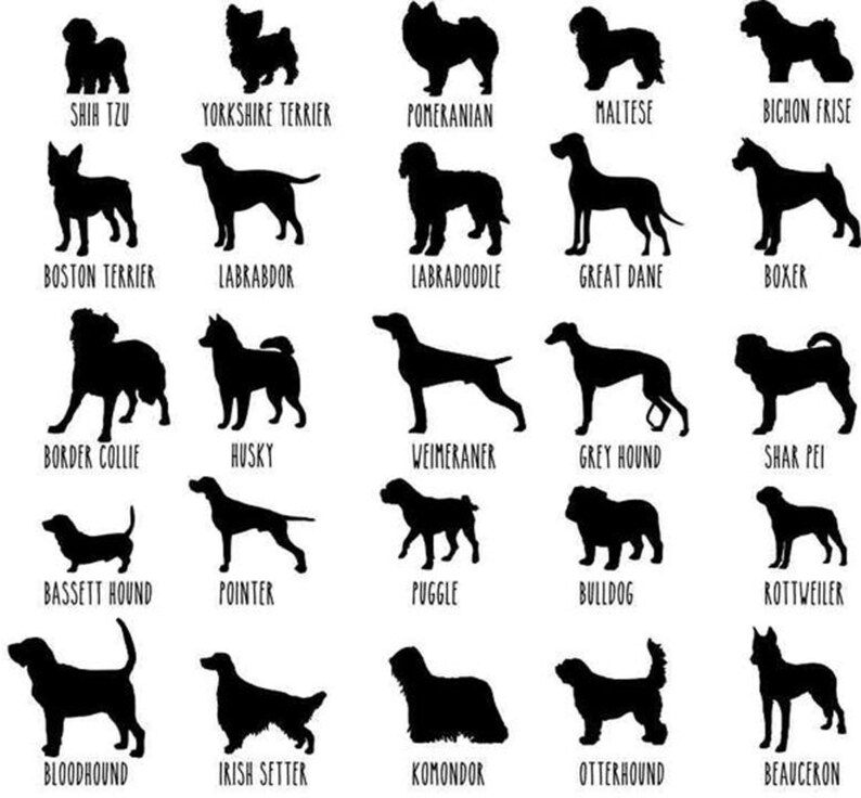 Custom Dog Breed Decal / Dog Breed Stickers / Dog Name Decal / Etsy