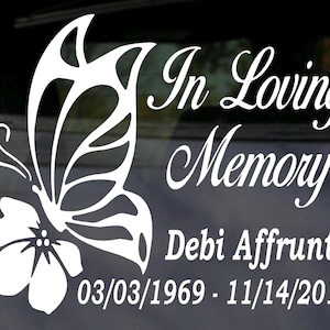 Butterfly In Loving Memory Car Decal
