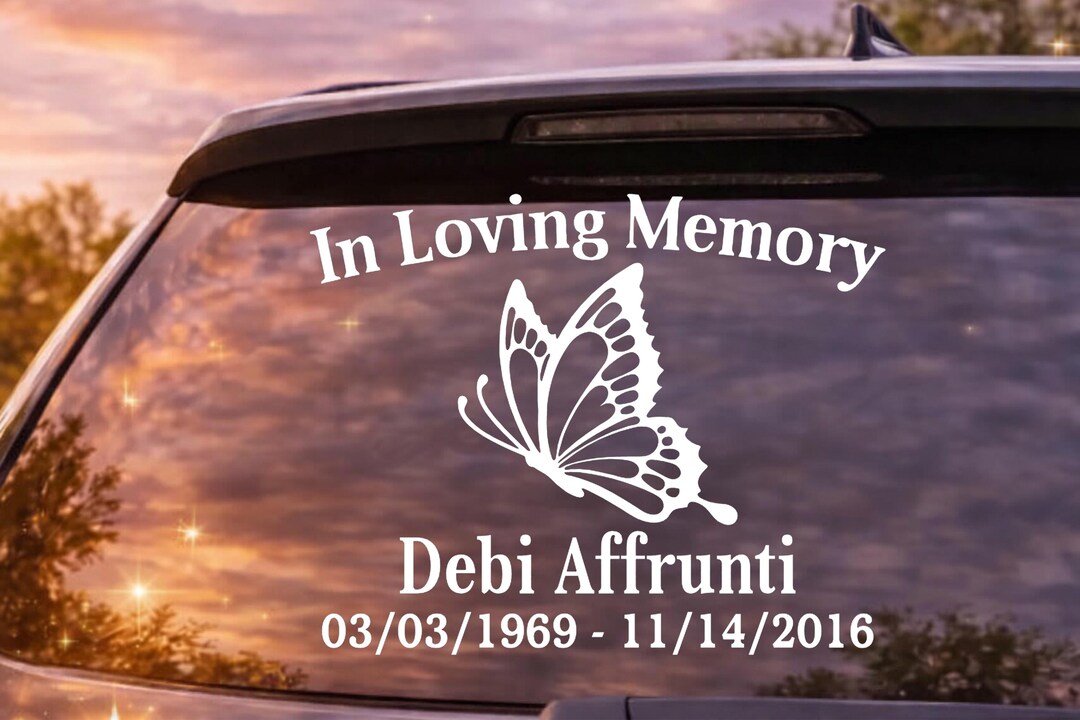 Rip Car Sticker In Loving Memory Car Decal, Butterfly Memorial Decal, Custom RIP Car ...