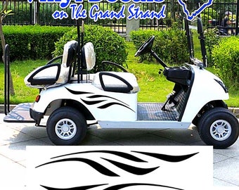 Racing Flame Golf Cart Decals: Custom Vinyl Graphics