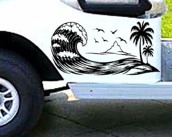 Golf Cart Big Wave Tropical Decal Set of 2