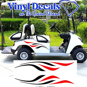 Golf Cart Decals, Golf Cart Graphics for Golfer Gift, Racing Flame Tribal Custom Golf Cart Decals- 2 Color