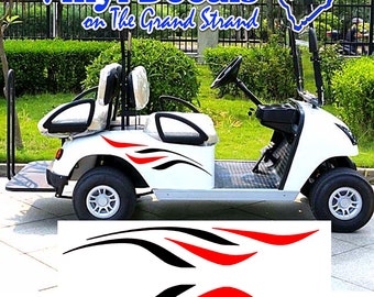 Racing Flame Golf Cart Decals: Custom Two-Color Graphics