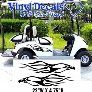 Golf Cart Decals, Golf Cart Graphics for Golfer Gift, Eagle Flame Decal, Racing Flame Tribal Custom Golf Cart Decals- 1 Color