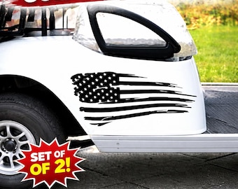USA Flag Disressed Golf Cart Decals Set of 2 Patriotic American Flag Vinyl Sticker for Golf Cart Right and Left sides