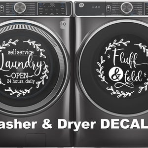 Wash And Dry Decals, Washer and Dryer Decals, Laundry Room Room Decor, Fluff and Fold Laundry Room Decals, Washing Machine Decal