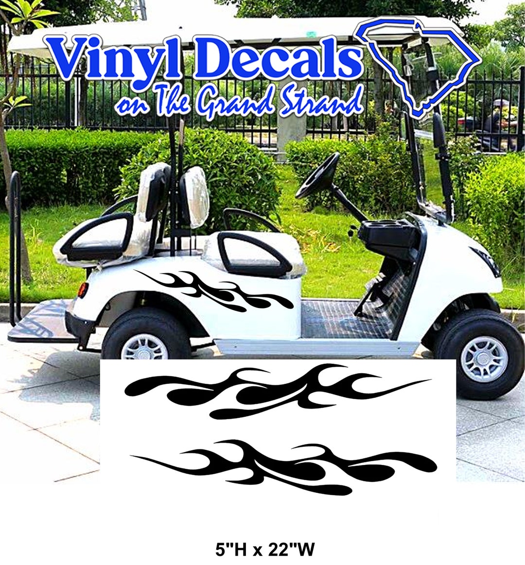 Golf Cart Decals, Golf Cart Graphics for Golfer Gift, Racing Flame