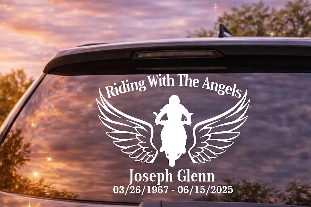 Motorcycle Memorial Decal Riding With the Angels, Custom Name & Date ...