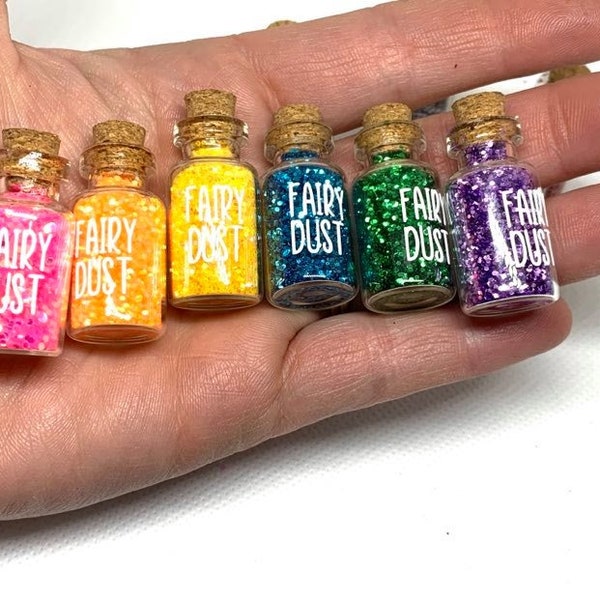 Fairy or Pixie Dust Rainbow in glass bottle -Single colors or set of 9 bigger bottles