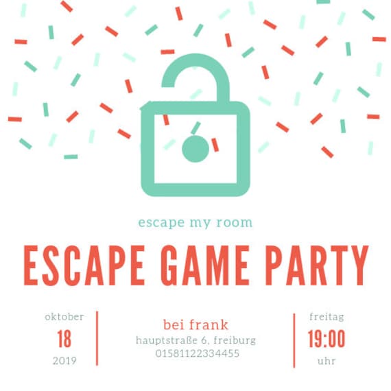 Einladung Zur Escape Game Party Zum Ausdrucken Escape My Room Personalisierbares Printable