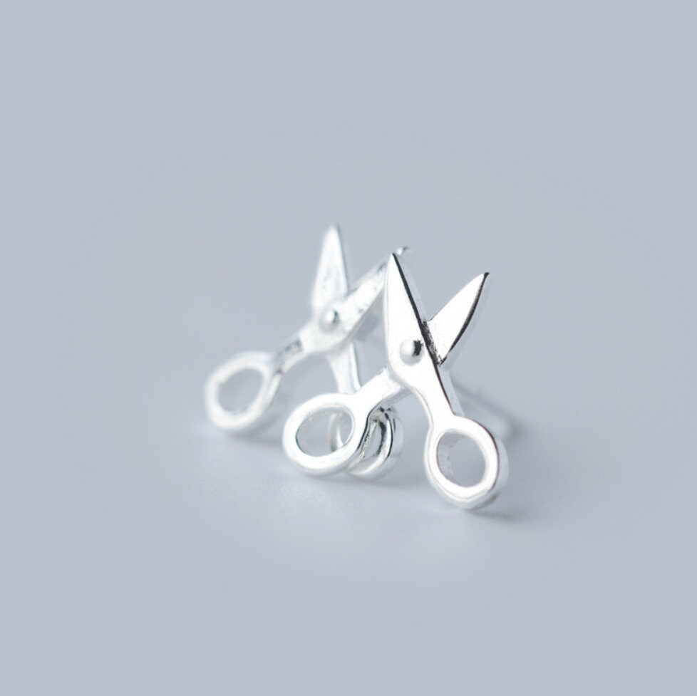 Tiny Scissors Sterling Silver Earrings Scissors Ear Studs