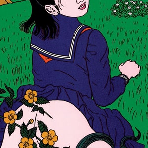 Toshio Saeki art FRIDGE MAGNET Love with a grass-snake image 3