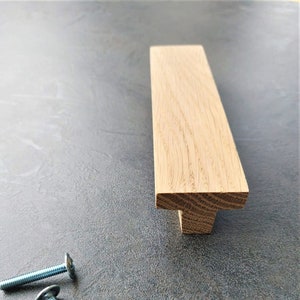 Trähandtag med T-stång, Långt handtag, Kökshandtag, Skåphandtag, Möbelhandtag till garderob BETO