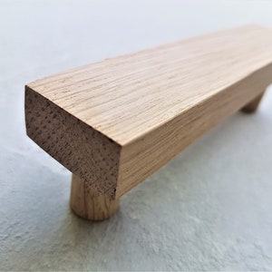 Made to order wooden T handles, kitchen cabinet furniture, dresser pulls made of natural oak wood for ecological house