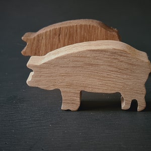 Wooden Pig Knobs, Pull Handles for Children&#39;s Room Furniture, Farm Animal Drawer Handles
