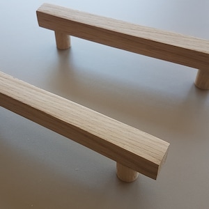 Solid Wood Classic Handles in Minimalist Style, Square Pulls for drawers, Kitchen Cabinets, Wardrobe