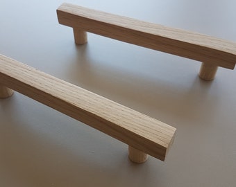 Solid Wood Classic Handles in Minimalist Style, Square Pulls for drawers, Kitchen Cabinets, Wardrobe