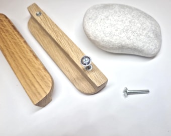 Rounded Wood Cabinet Pulls,Handmade Wood handle,Half Moon elegant minimalist oak geometric shape knobs,Door handles,Fashionable handles, Oak