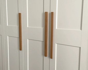 Long Handmade Furniture Handles Oak Wood Minimalist Elegant Cabinet Pulls, Wardrobe original handle Drawer Pull