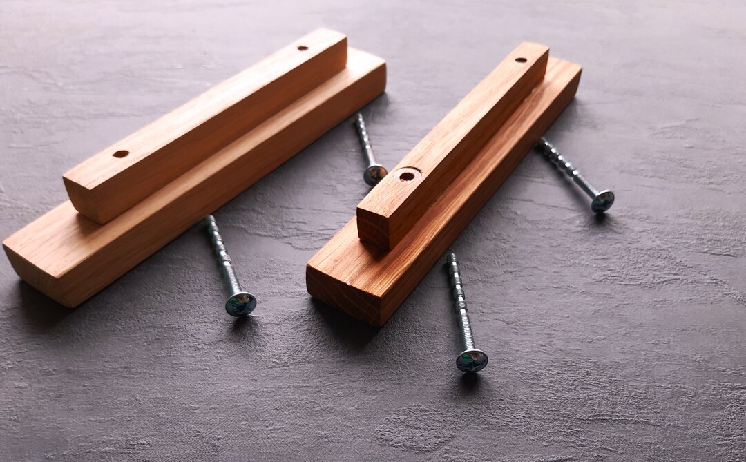Long Solid Wood Handles, Rounded Classic Pulls, Made to Order ...