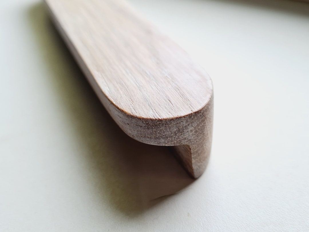 Soft Rounded Handles Line Handles Rounded End, Long Oak Wood Pulls, Modern Minimalist ...