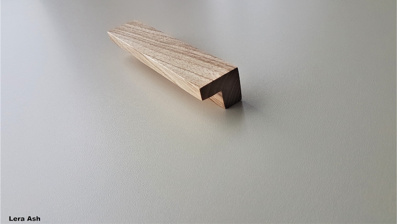 Wood Handles Minimalist Cabinet Pulls, Long Drawer Handles, Wardrobe Thin Pulls, Modern Line Wooden Knobs, Solid Oak Rounded Ends zdjęcie 9