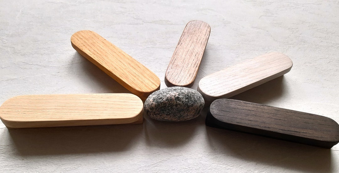 Soft Rounded Handles Rounded Handle Handmade of OAK Wood , Modern Original Pulls, Furniture ...