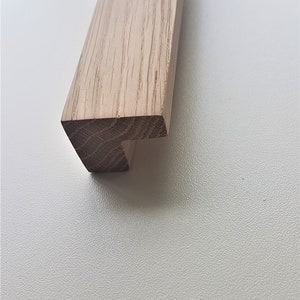 Holzgriffe Minimalist Möbelgriffe, Lange Schubladengriffe, Garderoben Dünne Knäufe, Moderne Linie Holzknöpfe, Massive Eiche Abgerundete Enden Bild 7