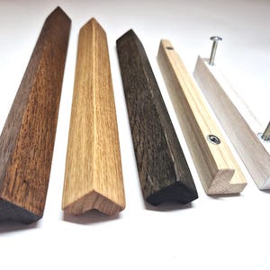 L Shape Wooden Furniture handles Modern Long Oak Thin Pull Knobs LERA, Furniture Upgrade Handles made to order Orginal handle Solid oak Oak