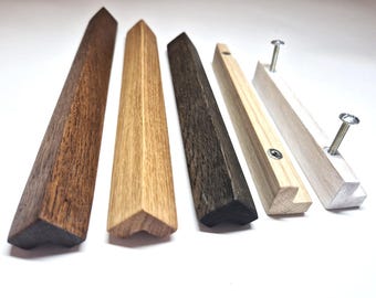 L Shape Wooden Furniture handles Modern Long Oak Thin Pull Knobs LERA, Furniture Upgrade Handles made to order Orginal handle Solid oak Oak