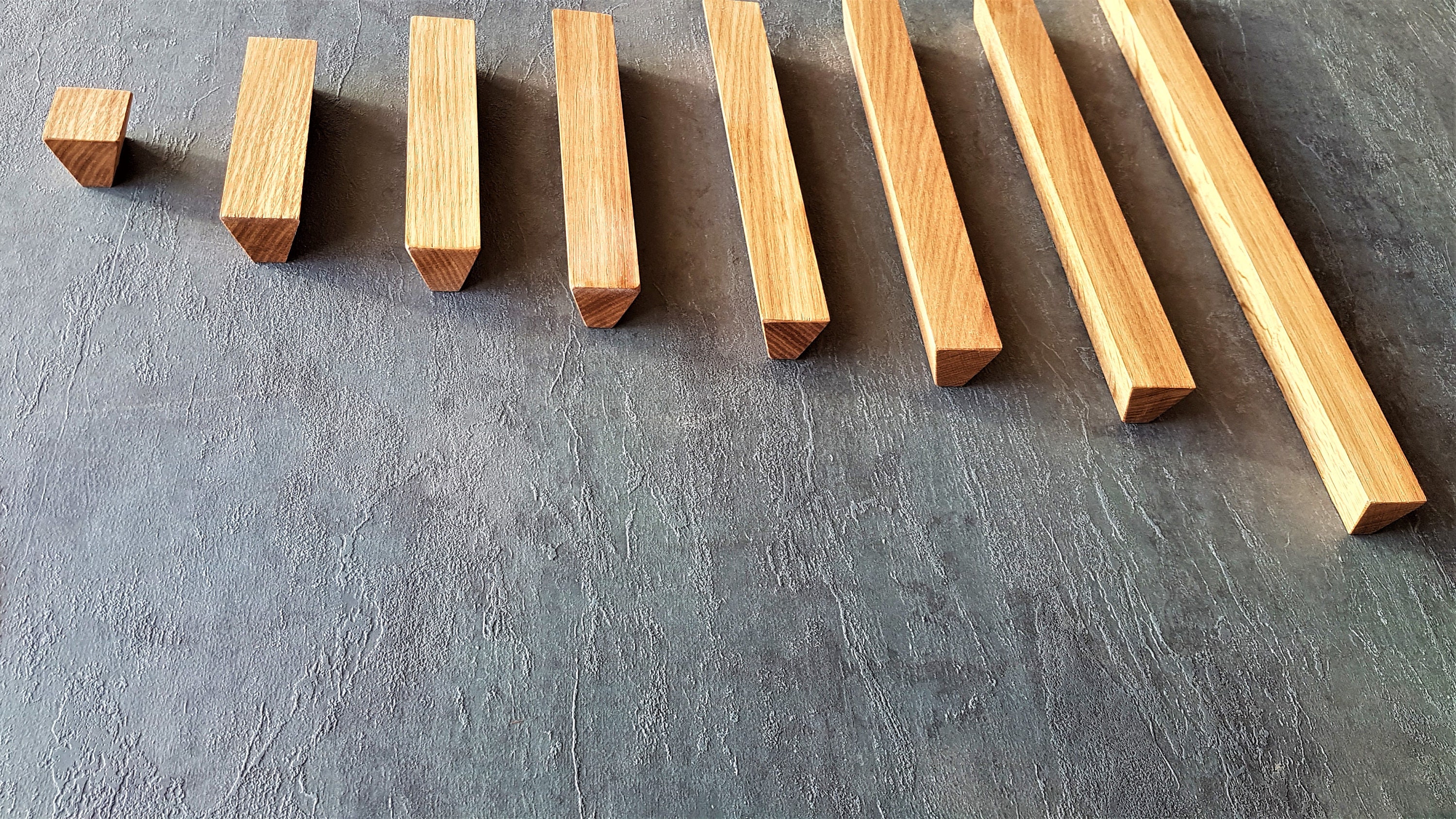 Shadow Line Pulls Line Wood Handles Solid Oak Angled Ends, Long Minimalist Cabinet Pulls ...