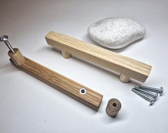Cabinet Drawer handles oaq, Classic Wood Pulls, Hand-made Wardrobe Handles, Comfortable, Dresser knob, Handmade cupboard handle, Oak handle