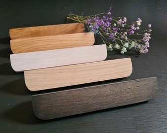 Rounded Wood Cabinet Pulls,Handmade Wood handle,Half Moon elegant minimalist oak geometric shape knobs