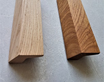 Solid wood unusual bar pulls, kitchen cabinet handles, Natural wood furniture pulls, oak brass knobs for ecological home interior